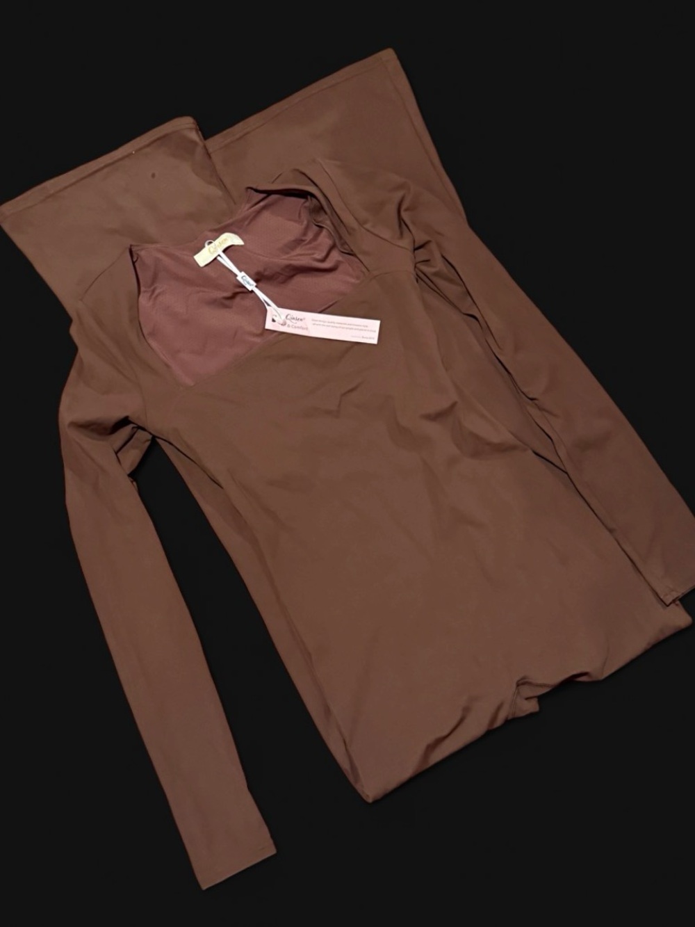 Quince Brown Long Sleeve Scoop Neck Jumpsuit